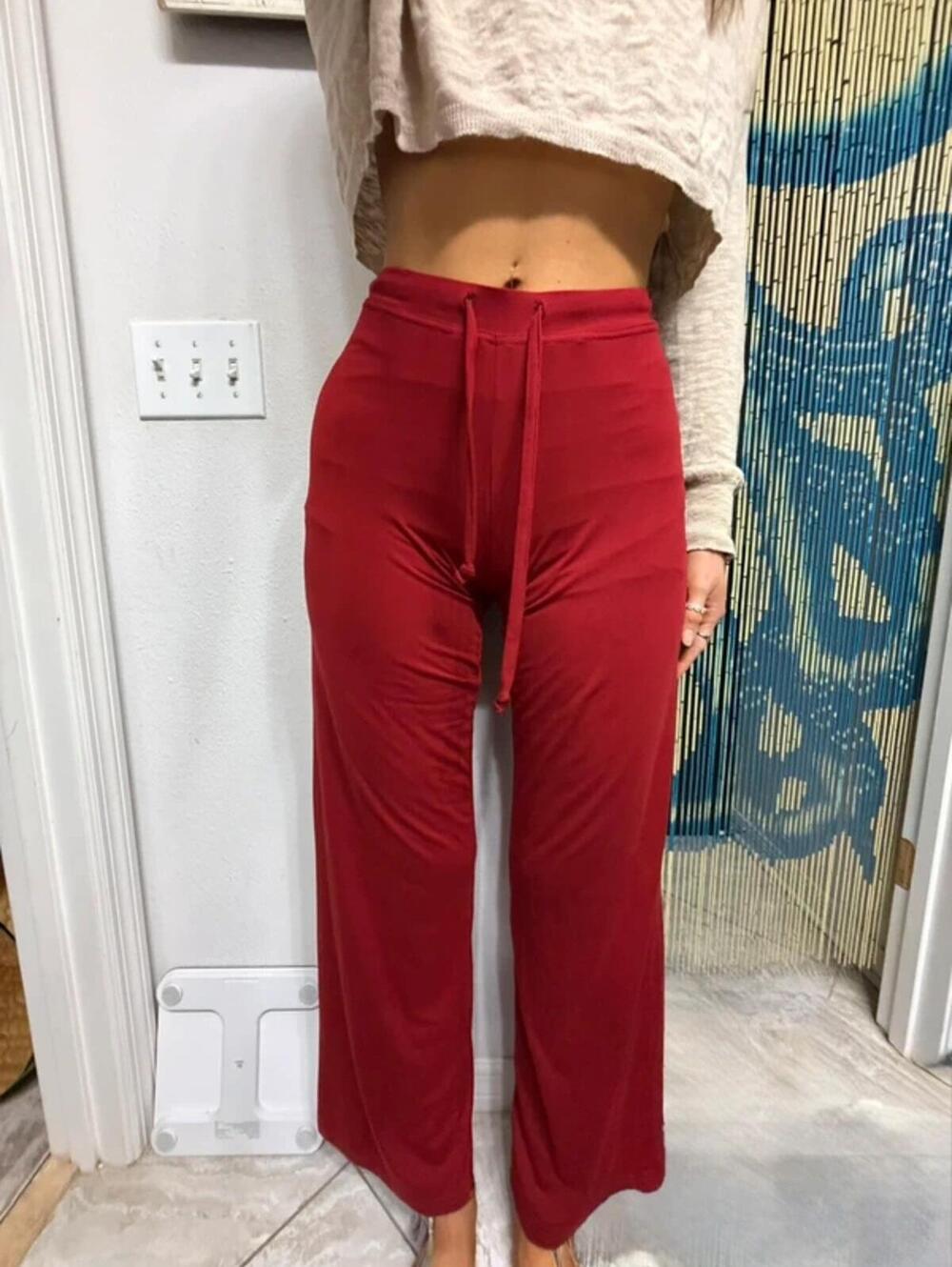 Red Wide Leg Lounge Pants by Panjamagram